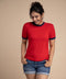 Sleeve Binding Red N Navy Tshirt